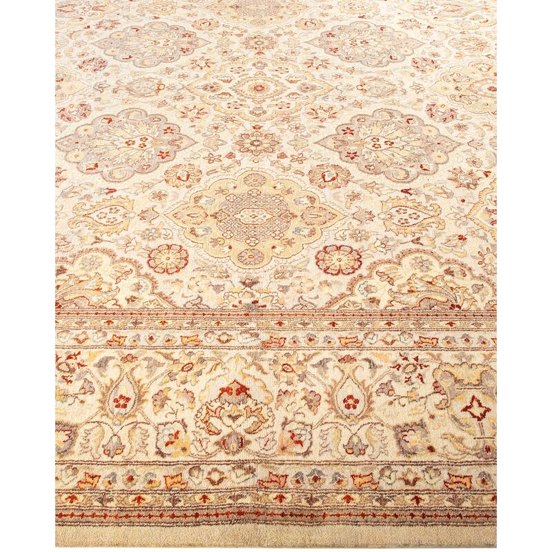 Overton Hand Knotted Wool Vintage Inspired Traditional Mogul Ivory Area Rug - 9 x 12