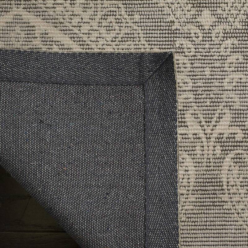 Antique Appeal Area Rug 6x9 - Handmade Jute Rug - Light Grey Living Room Bedroom Floor Decor - 108 x 72