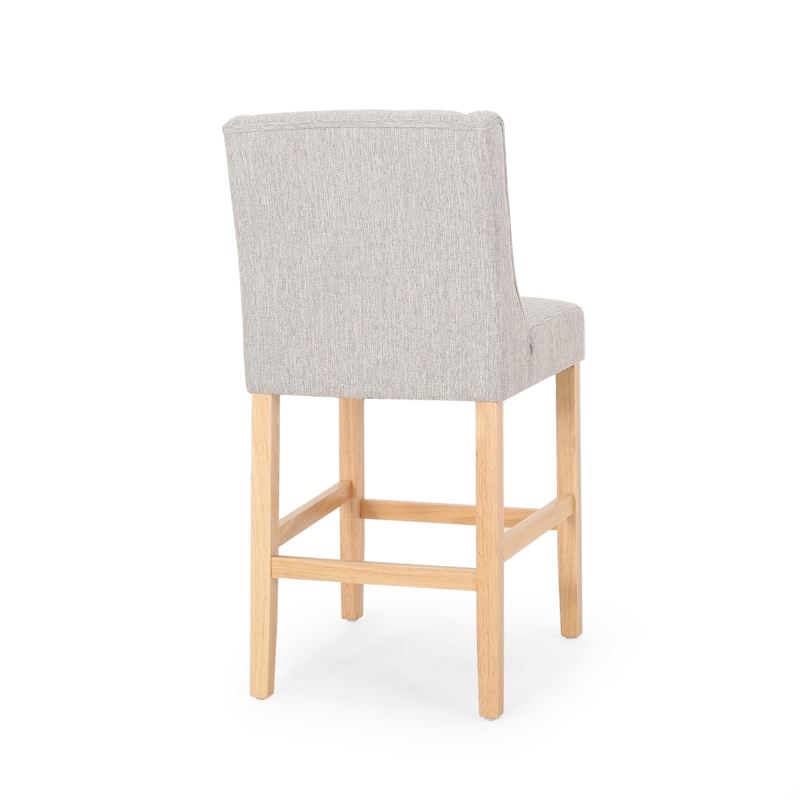 Modern 27" Set of 2 Bar Stools with Button-Tufted Wingback, Nailhead Trim, Solid Wood Legs for Bar Counter Dining Room