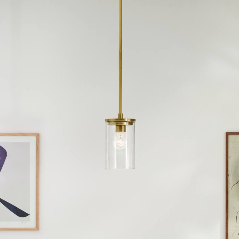Kichler Lighting Crosby 1-Light Natural Brass Mini Pendant Light with Clear Glass