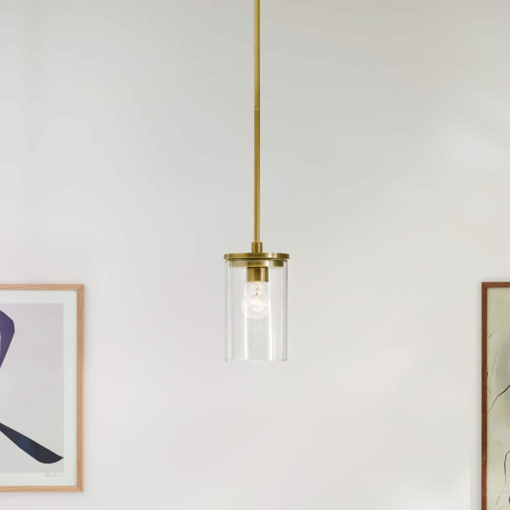 Kichler Lighting Crosby 1-Light Natural Brass Mini Pendant Light with Clear Glass