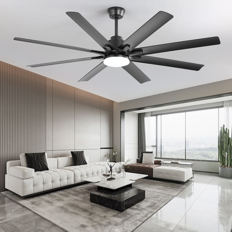 42“/52"/60"/48" Noiseless Walnut Wood Ceiling Fan with Remote Control, Integrated Light Optional