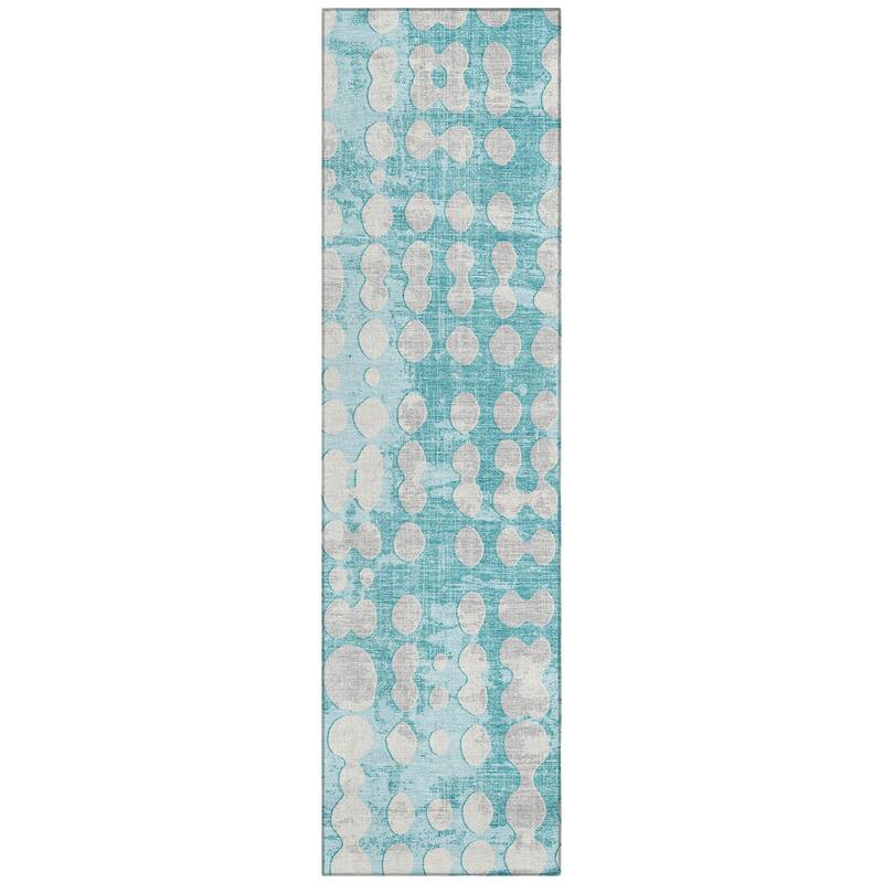 Machine Washable Indoor/ Outdoor Chantille Dots Abstract Rug