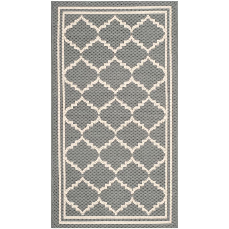 SAFAVIEH Courtyard Kristelle Indoor/ Outdoor Waterproof Patio Backyard Rug - 2' x 3'7" - Anthracite/Beige