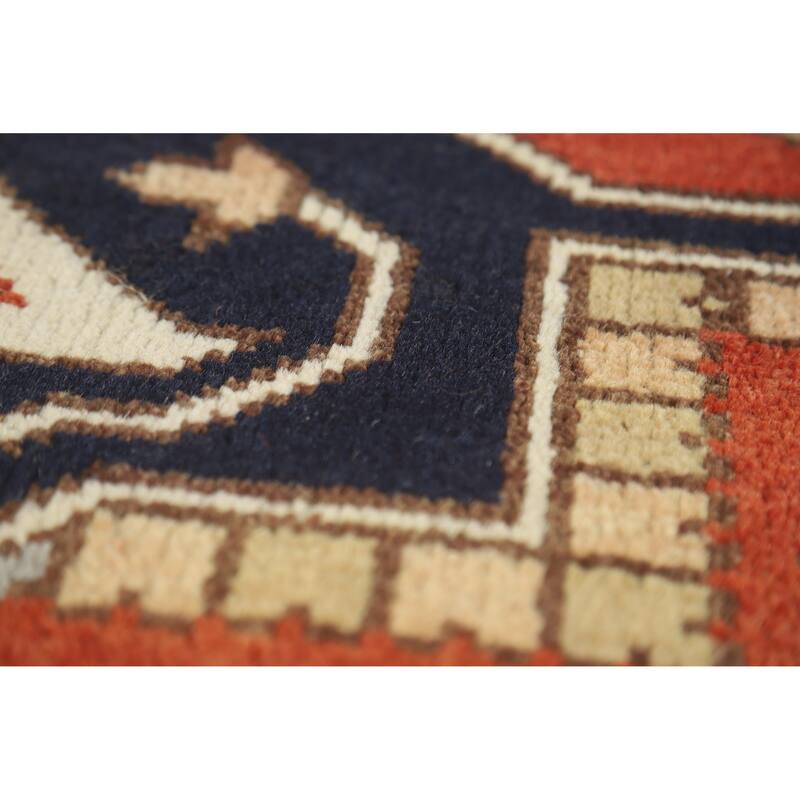 Orange Medallion Heriz Serapi Indian Area Rug Handmade Wool Carpet - 8'10" x 11'9"