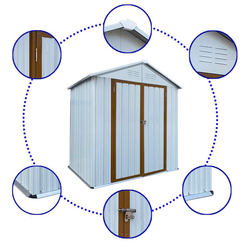 6' x 4' Outdoor Storage Shed with Lockable Doors Metal Garden Sheds - 4FTx6FT