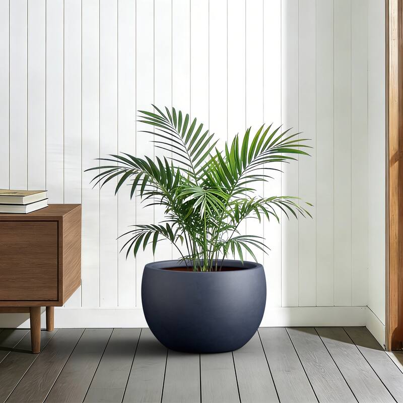 Concrete Round Bowl Planter with Drainage Hole(Upgraded Interior)