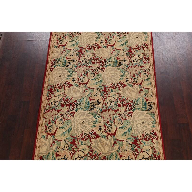 Vegetable Dye Floral Art Deco Chinese Oriental Wool Area Rug Handmade - 5'1" x 8'2"