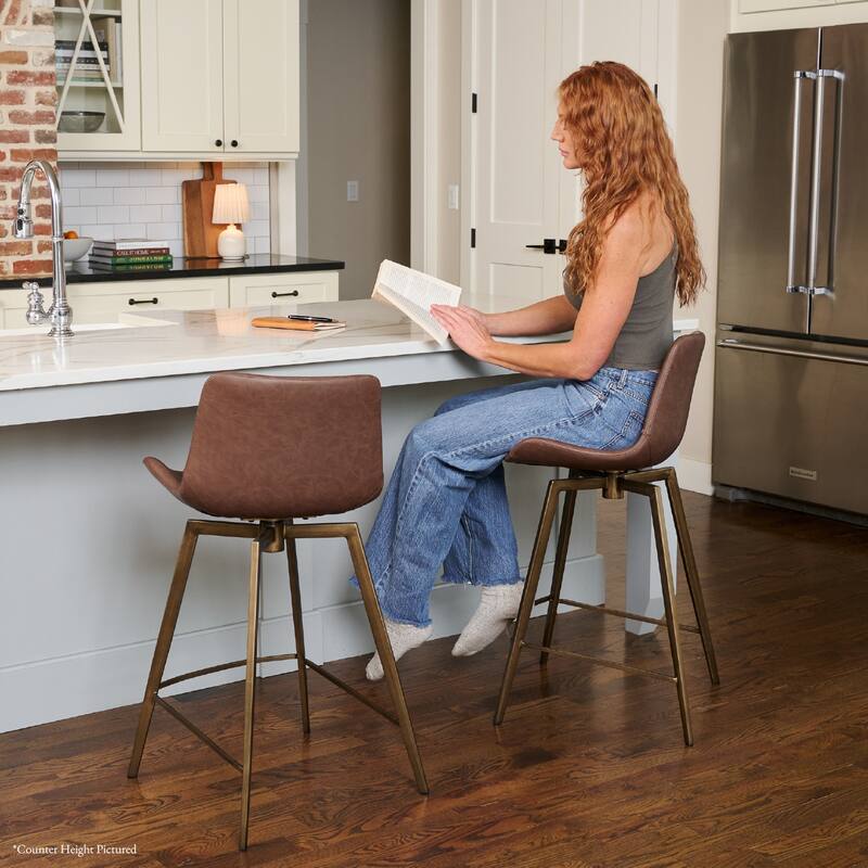 Maven Lane Victor Metal & Vegan Leather Kitchen Dining Stool