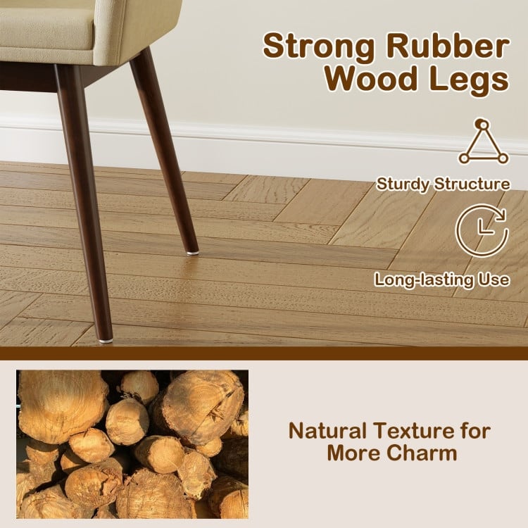 Rubber Wood Dining Chair Set of 2 with Padded Seat and Armrest - 24.5" x 23.5" x 34"