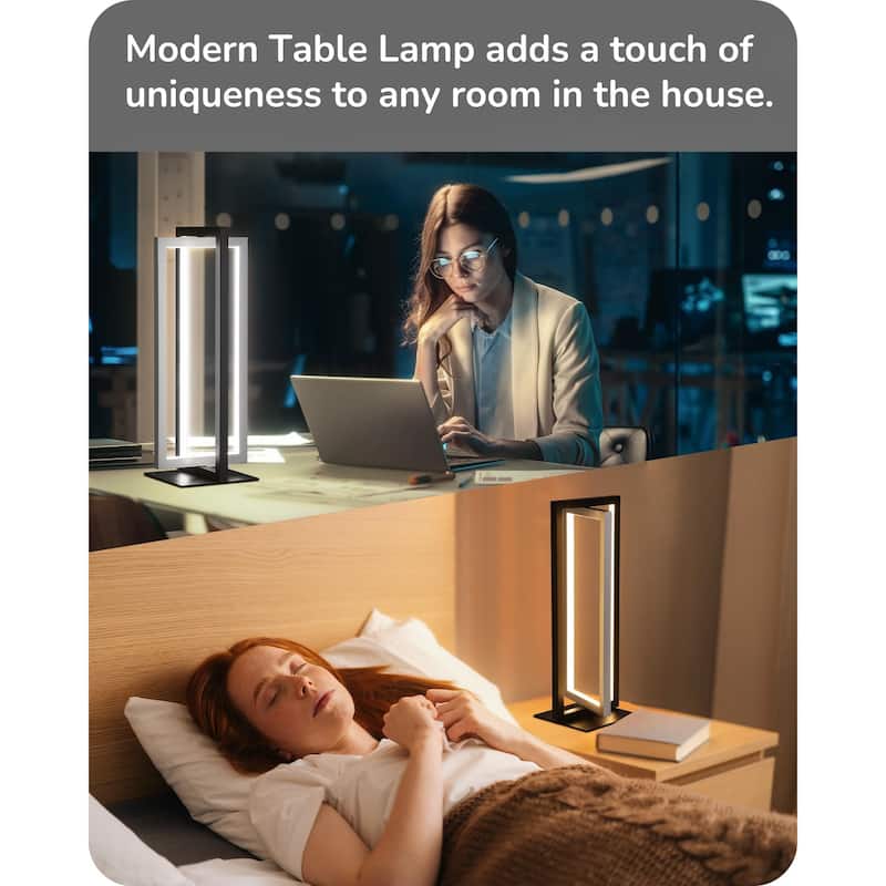 Modern LED Table Lamp, 750LM Stepless Dimmable Bedside Lamp, 3 Color Temperature, Touch Switch Control Nightstand Lamp