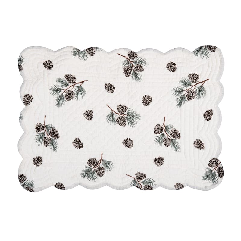 Greenstone Pines Scalloped Placemats Set of 6 Black Bear Moose, 13" x 19"