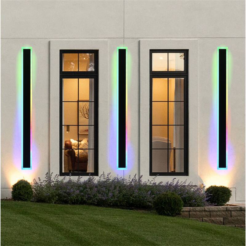 2-Pack 60" RGB Smart Outdoor Wall Lights - Black