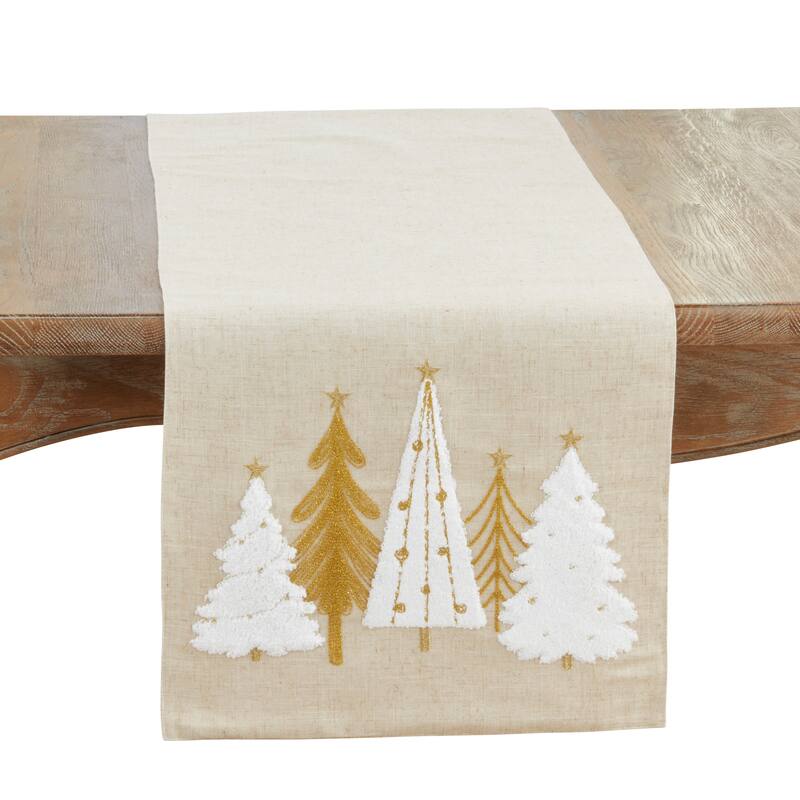 Christmas Trees Table Runner - 16"x70" - Natural - 16"x70"