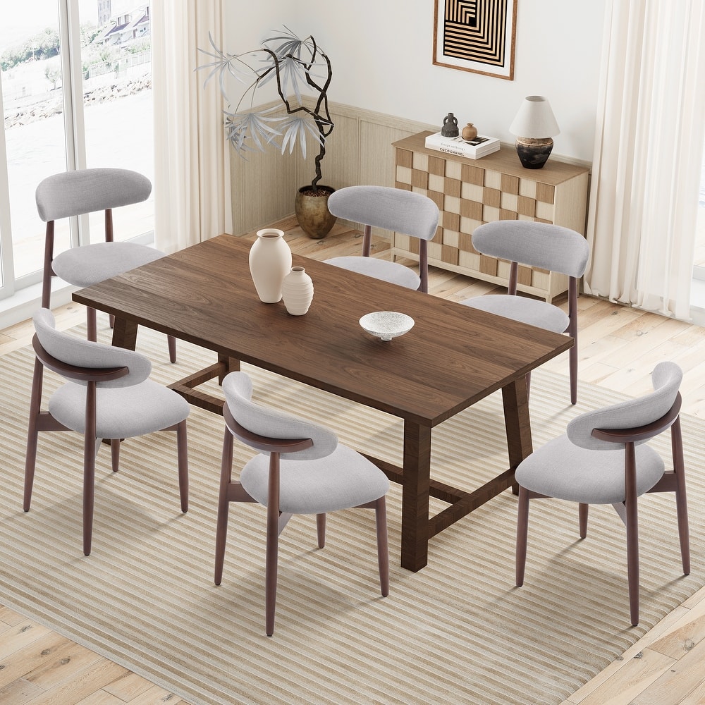 RENEWLINE Mid-Century Modern Upholstered Dining Chair with Wooden Legs