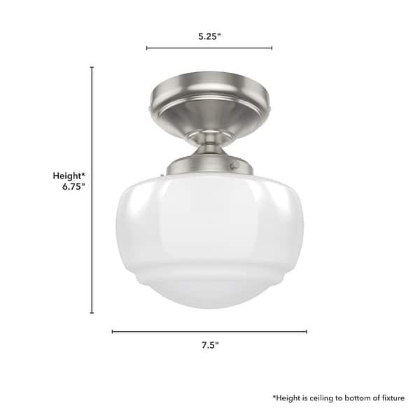 dimension image slide 3 of 4, Hunter Saddle Creek 1 Light Contemporary Schoolhouse Flush Mount Ceiling Light - Bathroom, Hallway, Bedroom, Entry - Damp Rated!