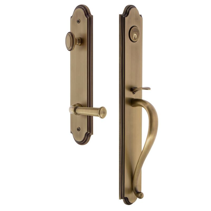 Grandeur Arc Solid Brass Rose Right Handed Dummy Full Plate 'S' Grip - Vintage Brass