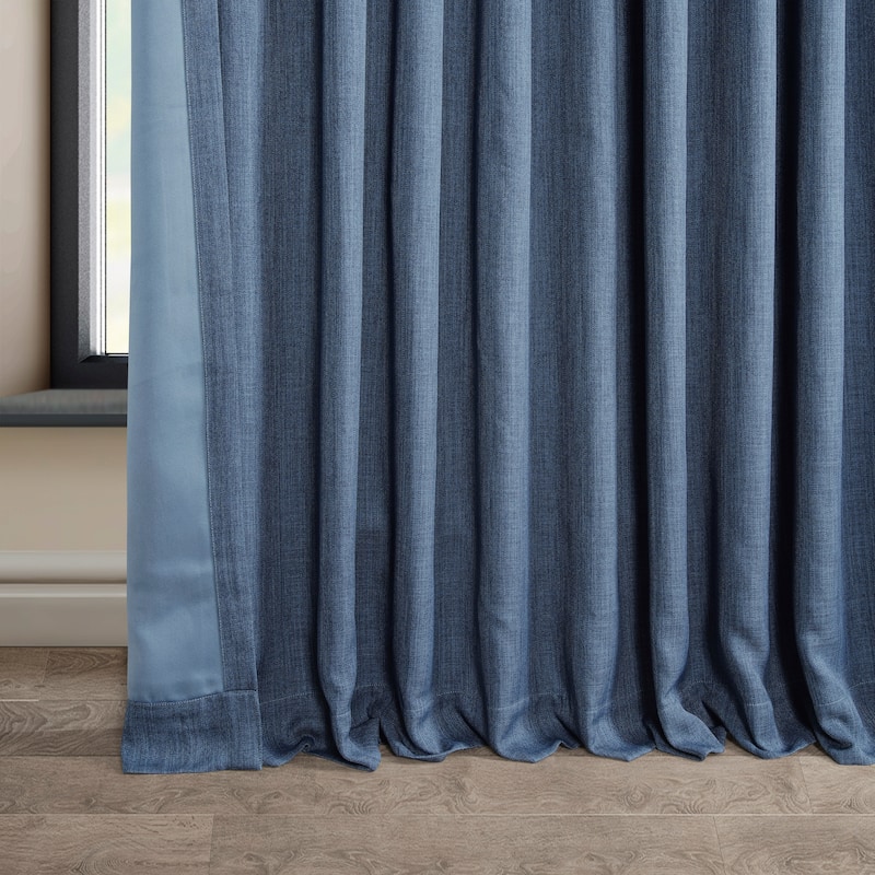 Exclusive Fabrics Faux Linen Extra Wide Room Darkening Curtains Panel - Versatile Privacy Drapery for Wide Windows (1 Panel)