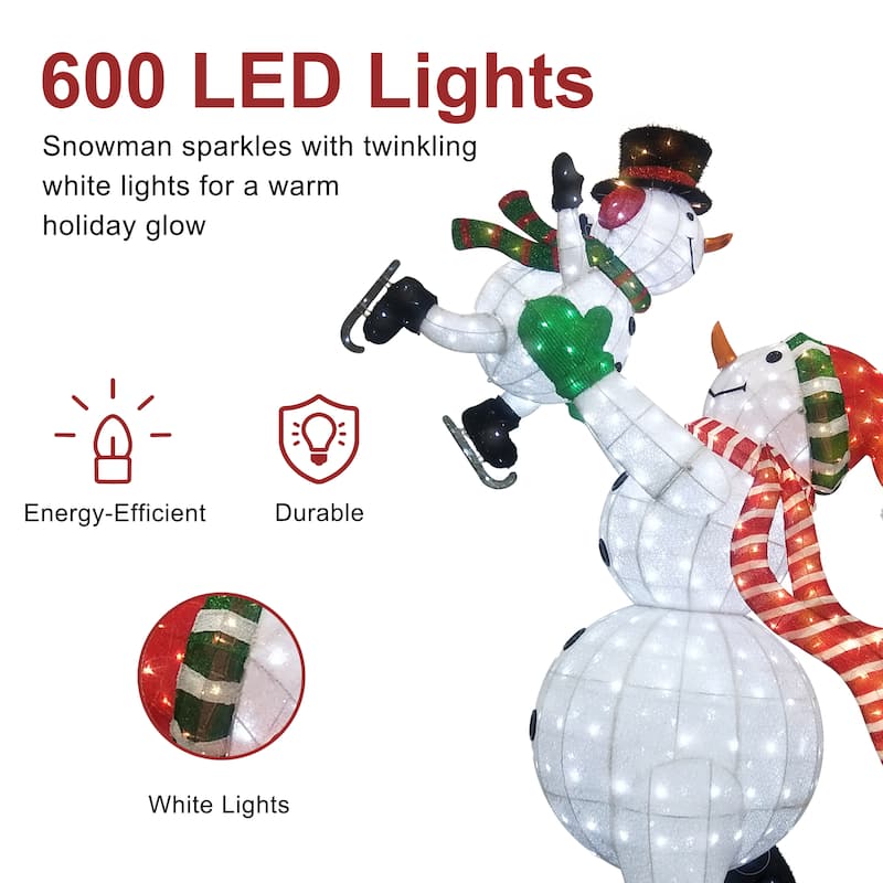 Puleo International 7' Outdoor Christmas Snowman with 587 Warm White LED Lights
