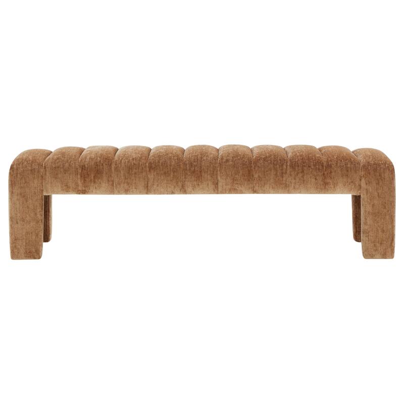 SAFAVIEH Couture Bellisima Channel Tufted Bench, Fully Assembled - 63"W x 17"D x 17"H