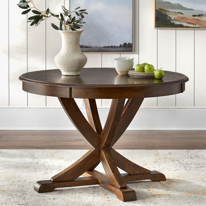 Simple Living Vintner Round Country-style Dining Table - Oak