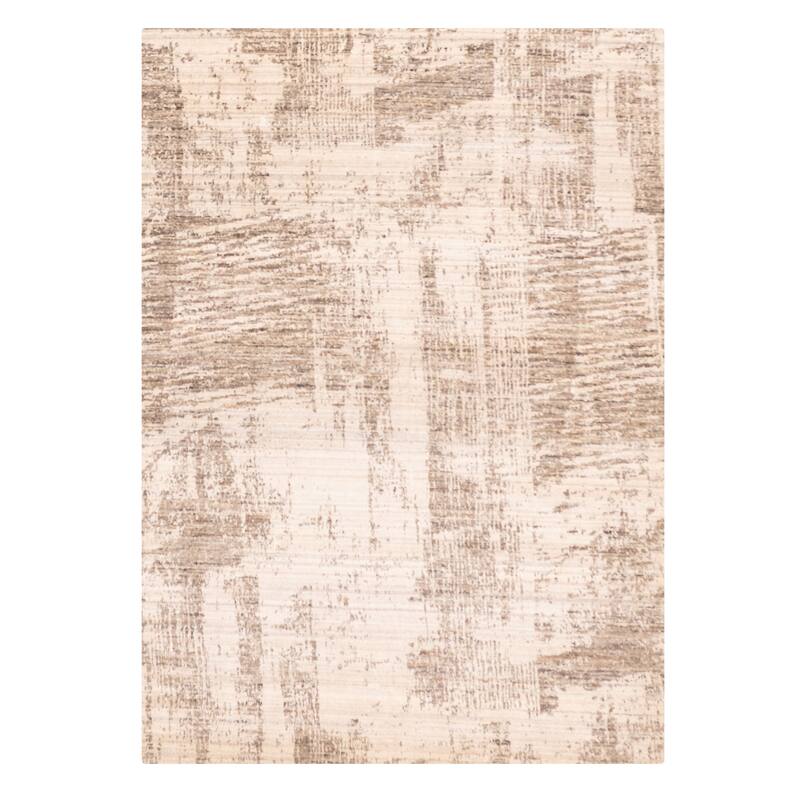 ECARPETGALLERY Hand Loomed Elysian Ivory Wool Rug - 5'3 x 7'5