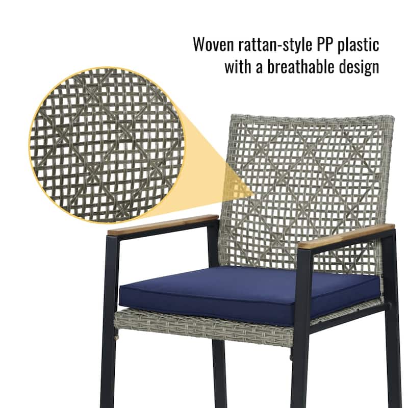 5-Piece Outdoor Steel Dining Table Set with Umbrella Hole, 4 Chairs