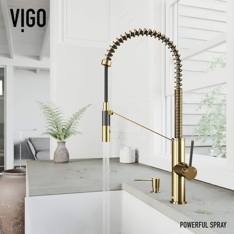 VIGO Livingston 24" H Single Handle Pull-Down Sprayer Kitchen Faucet