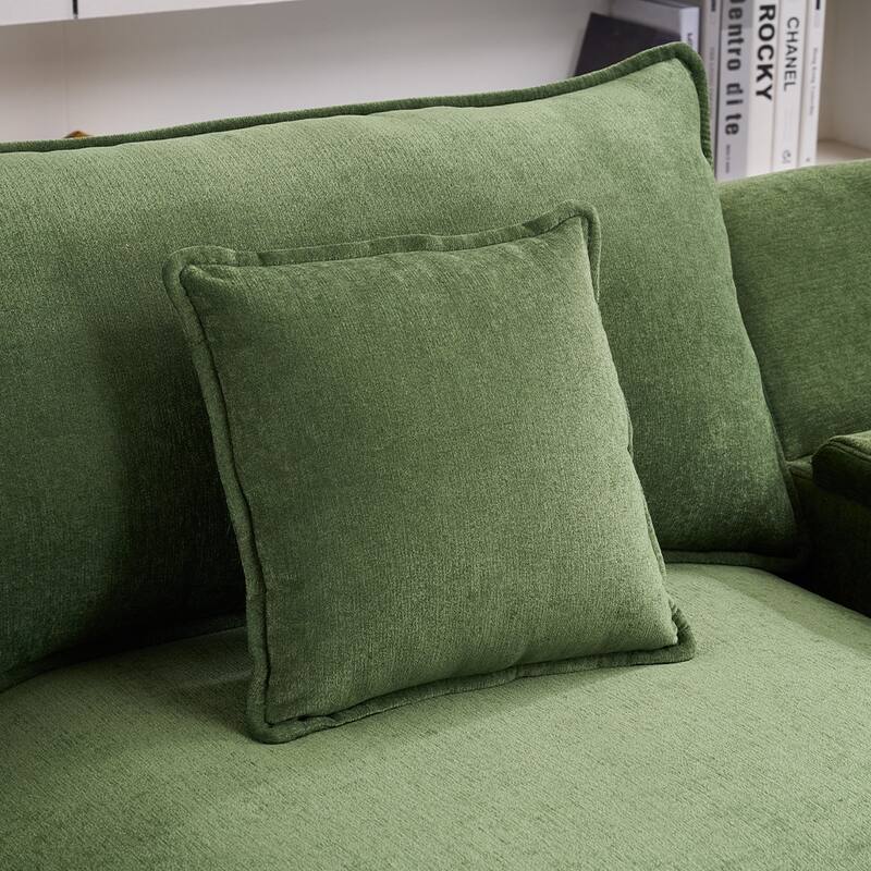 131.89" Chenille U-Shaped Sectional Sofa with Sleeper Function, 4-Seat Modular Design and Iron Frame Support
