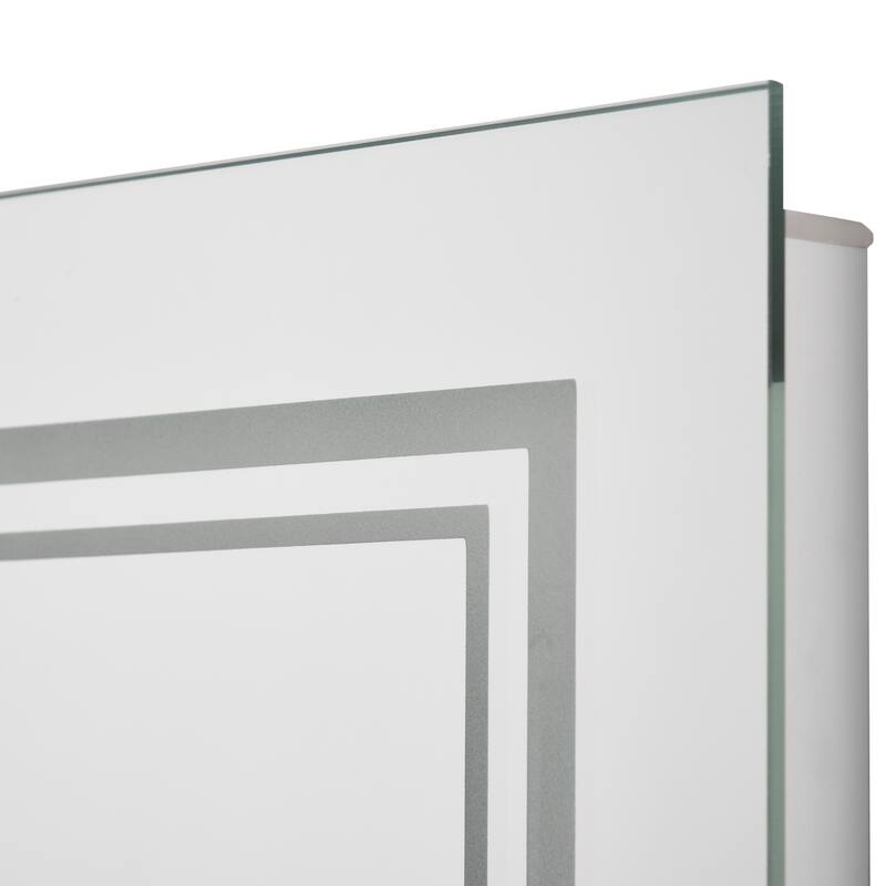 Silver Aluminum LED Bathroom Mirror, Square Outline Lighting and Touch - 31.5" W x 1.75" D x 23.5" H