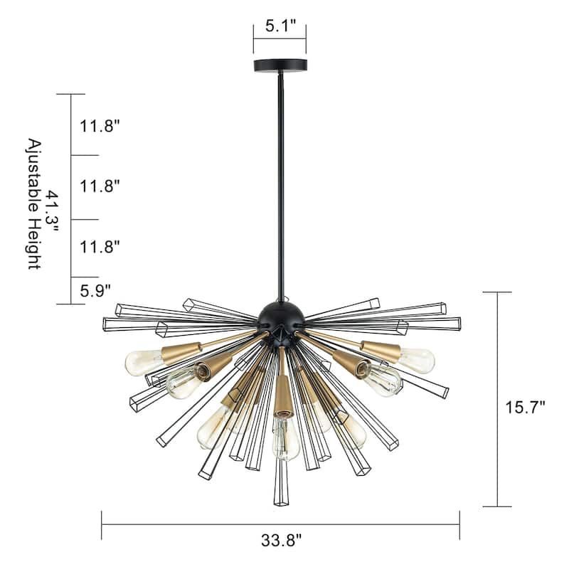 OYIPRO 10-Light 34" W Contemporary Large Geometric Sputnik Sphere Chandelier