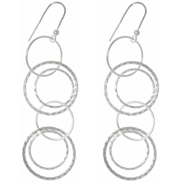 Silver Hoop Earrings-Round Earrings-Silver Dangle Earrings-Silver Boho Earrings-Antique Silver Earrings-Unique Earrings-Silver Long Earrings
