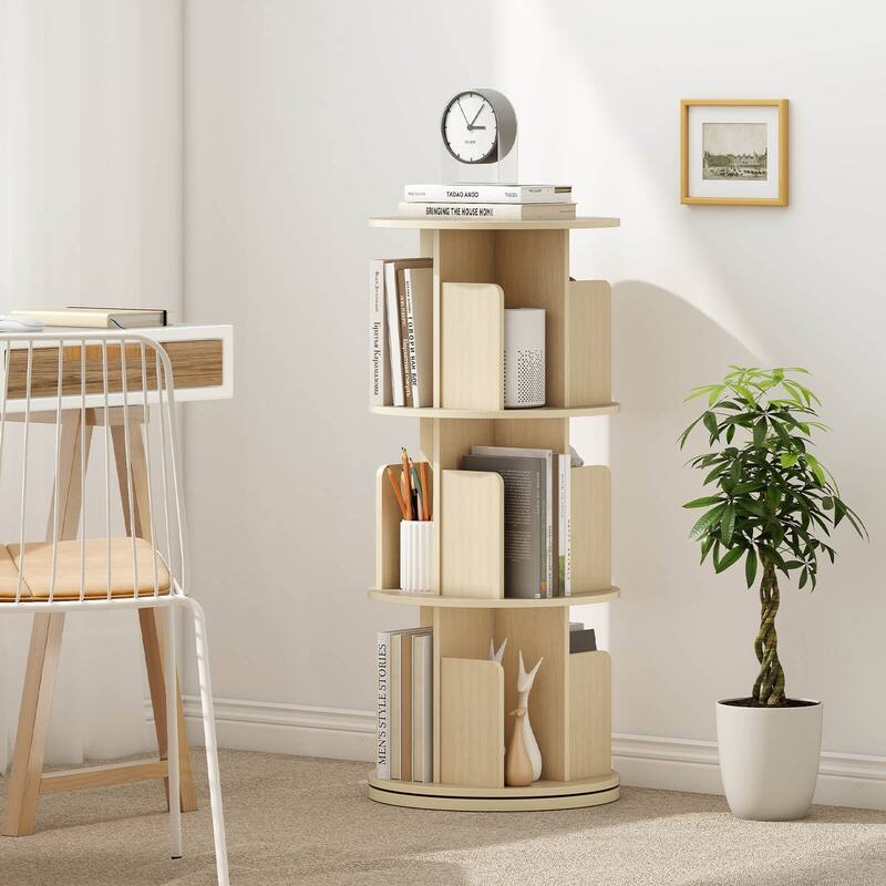 Costway 1/2 PCS 3-Tier Rotating Bookshelf 360° Display Rack with - See Details