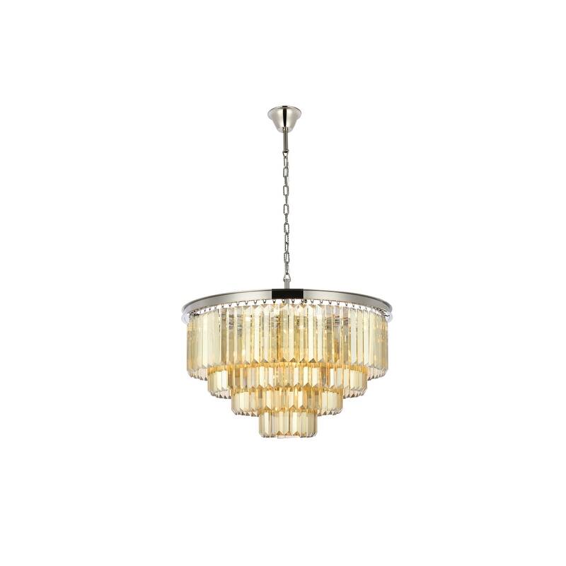 Royce Edge 17-Light Polished Nickel Chandelier - polished nickel (royal cut golden teak crystals)