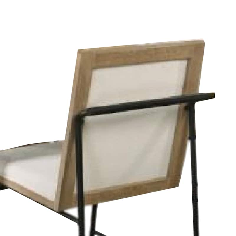 Edey Side Dining Chair Set of 2, Metal Legs, Oak Brown Rubberwood, Beige Polyester