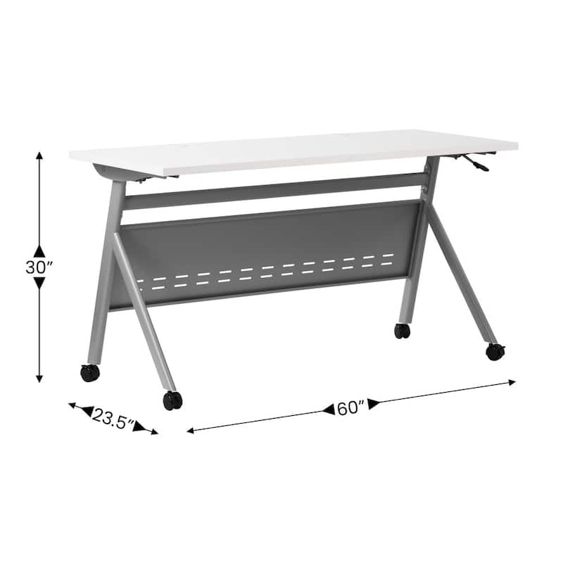 Commercial Nesting Flip Training Table with Steel Frame and Y-Legs - 23.5"W x 60"D x 30"H