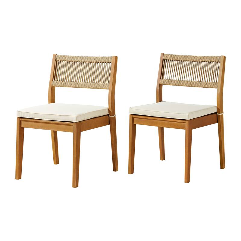 Barton Weather-Resistant Stackable Outdoor Dining Chairs with Cushions - Set of 2 - N/A