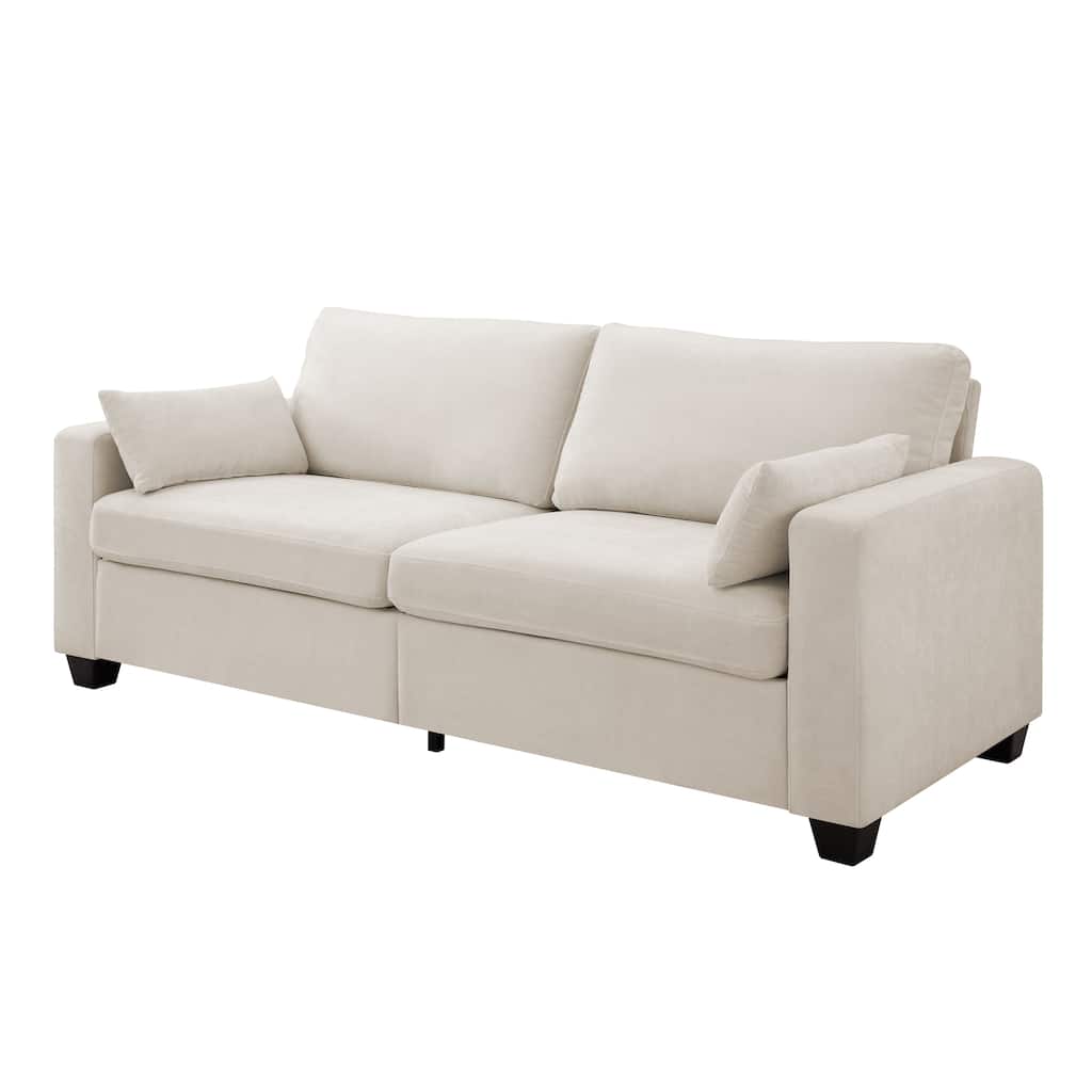 Modern Loveseat Sofa for Living Room, Removable Cover, Spring Cushions, Solid Wood Frame, Wide Armrest for Small Space