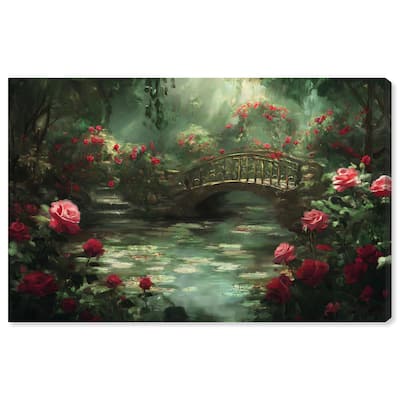 Rose Garden Bridge Canvas by Art Remedy, Gallery Wrapped