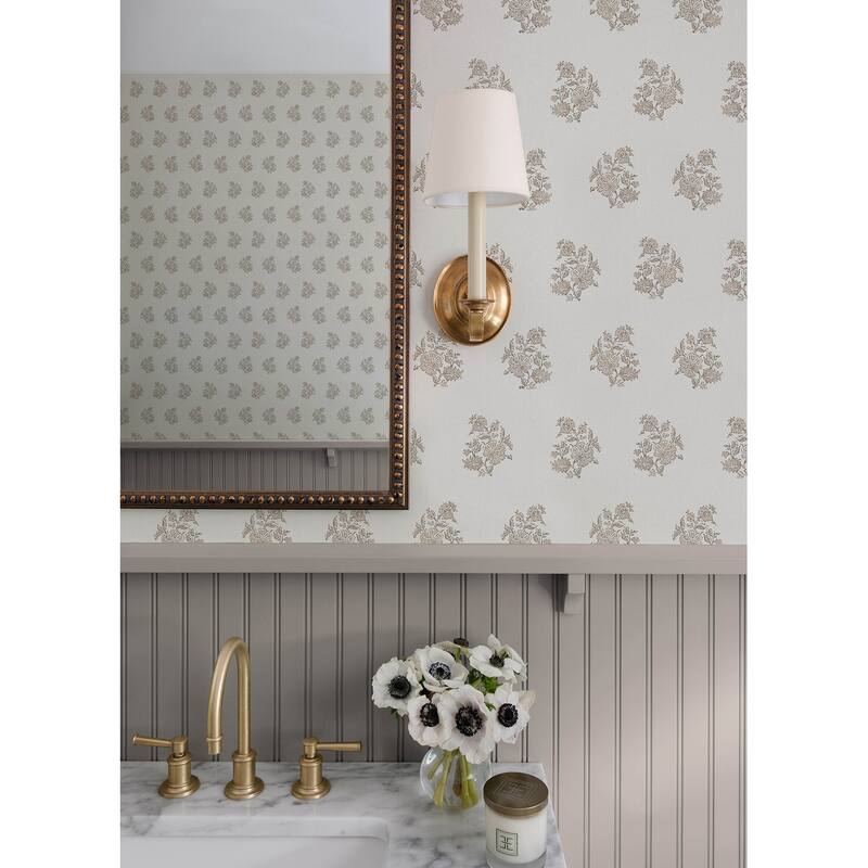 Overbrook Taupe Bouquet Toss Wallpaper