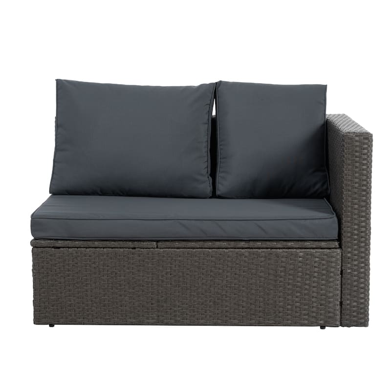 7 PCS Set Wicker Furniture with Lounger Sofa