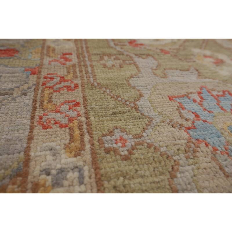Oushak Turkish Area Rug Vegetable Dye Hand-Knotted Grey Wool Carpet - 8'1"x 9'9"