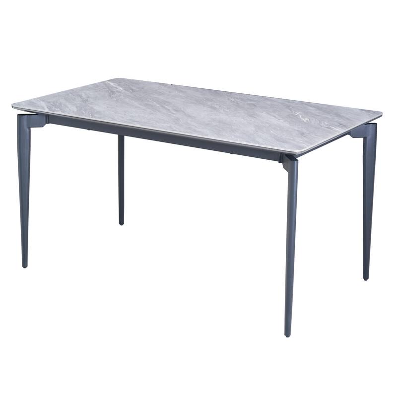 Glossy Rock Table With Legs,Sintered Stone Dining Table,Family Dining Table For 6-8 People