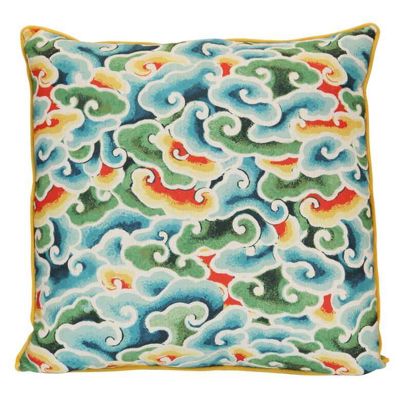 StyleCraft The Celadon Cloud Chinoiserie Pillow - Multicolor - 22" x 22"