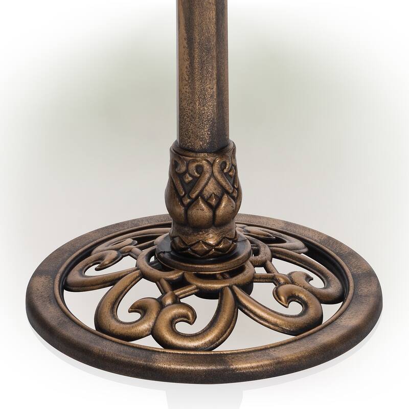Alpine Corporation 34" Tall Pedestal Birdbath Fountain with Bird and Flower