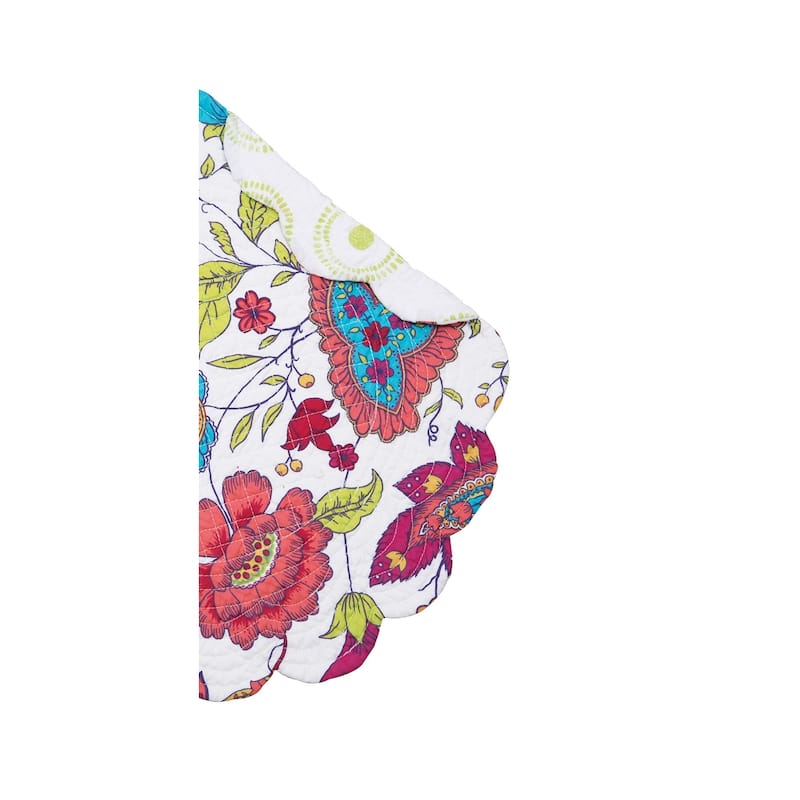 Teagan Cotton Quilted Round Reversible Placemat Set of 6 - Set of 6