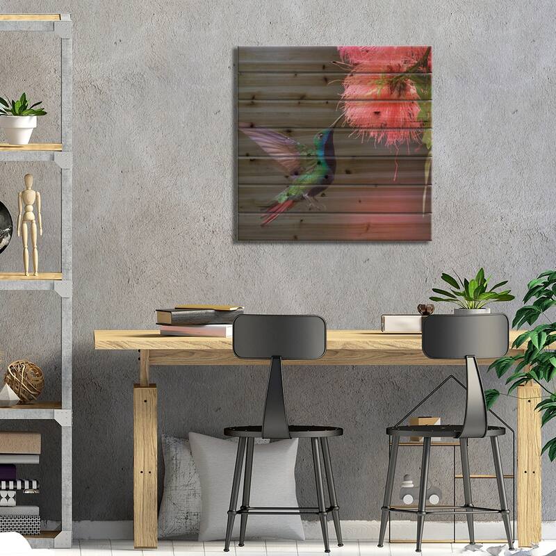 Green-Throated Mango Feeding, Trinidad Print On Wood by Tim Fitzharris - Multi-Color