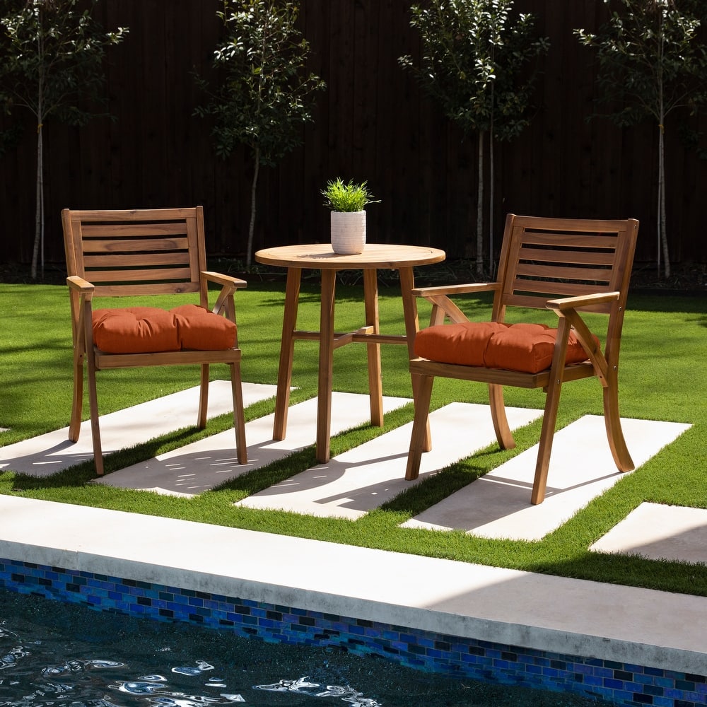 Sorra Home Sunbrella Tufted Chair Cushion Round U-Shaped Back 19 x 19 x 3" (Set of 2)