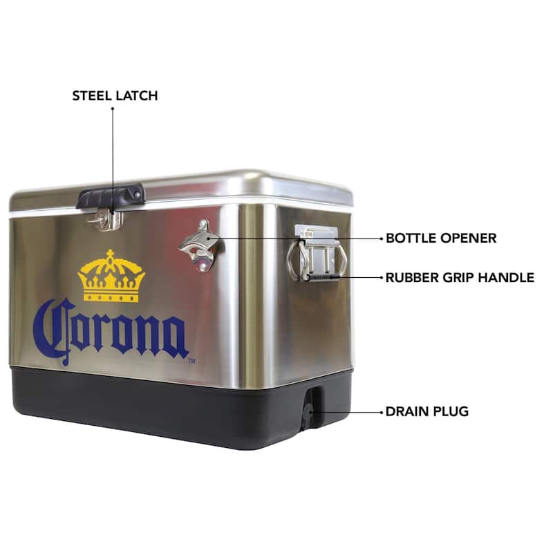 Corona Ice Chest Cooler with Bottle Opener, 51L (54 qt), 85 Cans Bed