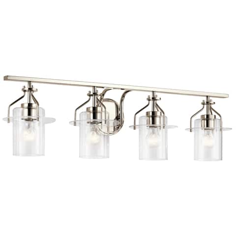 Kichler Everett 24 Inch 4 Light Vanity Light with Clear Glass in Polished Nickel